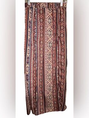 Nasty Gal Boho Stripe Maxi Skirt in Burgundy, Navy & Cream Double Front Slit